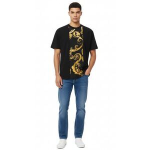 Versace Jeans Couture Black/Gold Mens Baroque Ornate Panel T-Shirt